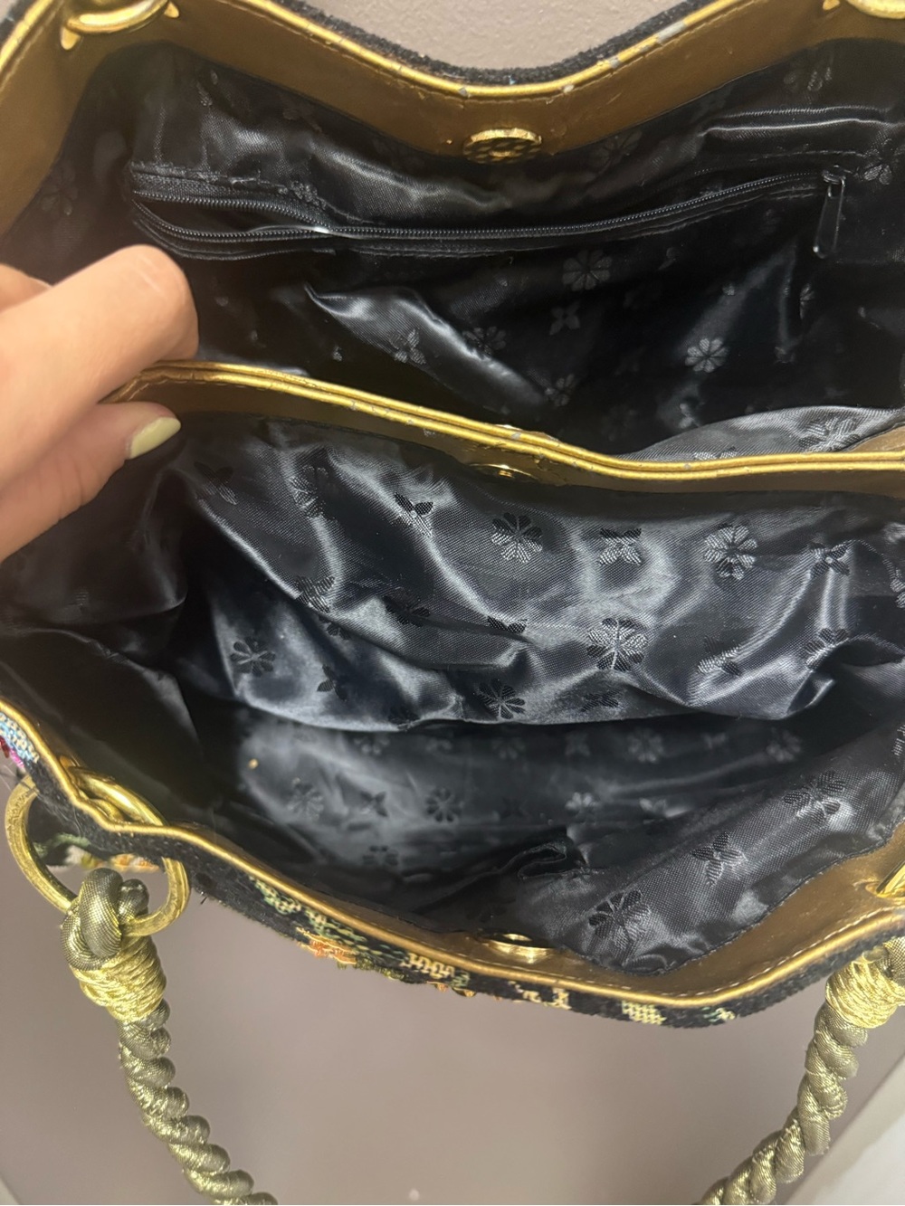 Embellished Black Floral Sequin Shoulder Bag - Picture 12 of 14